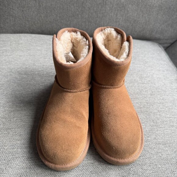 Ugg Jona Chestnut Suede Shearlin Mini girl's Boots Sz. 2 - Picture 1 of 10